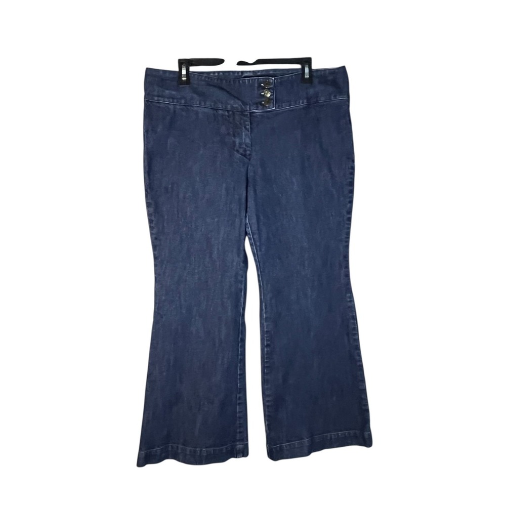 Battery Park Women's Petite Wide Leg Flared Jeans 16P Waist 36" Inseam 28"